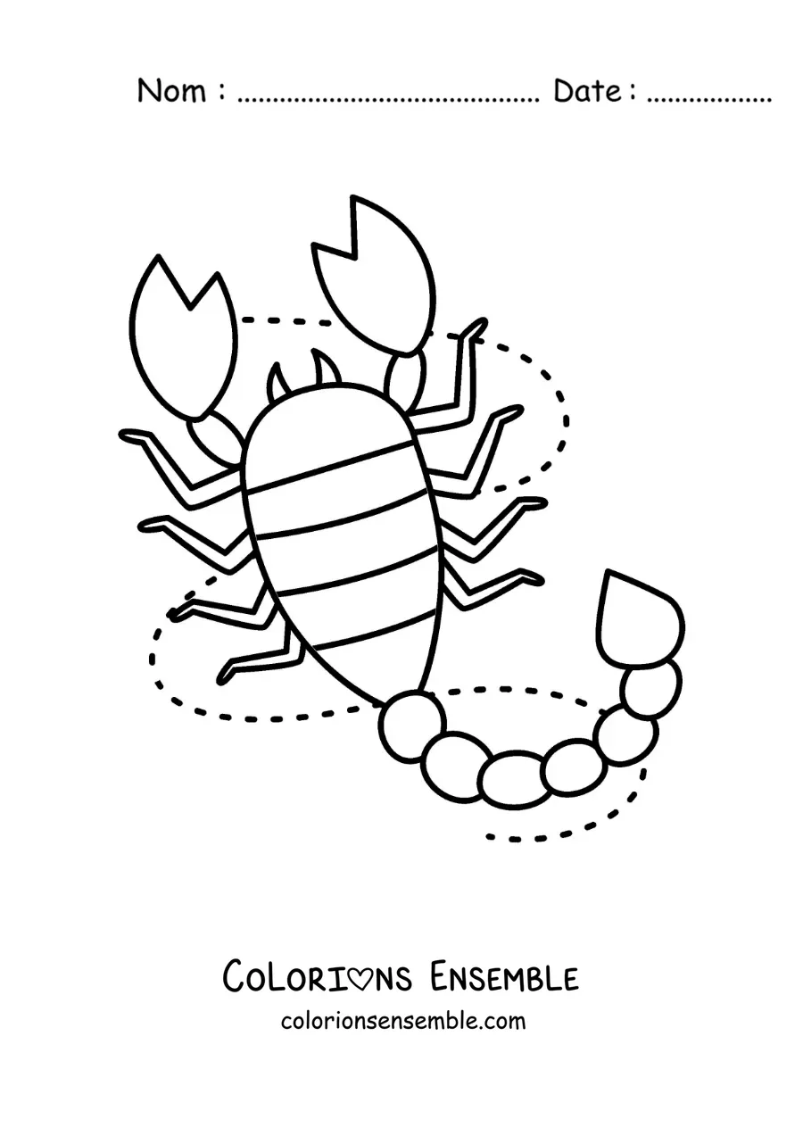 Image à colorier facile du signe du Scorpion animé