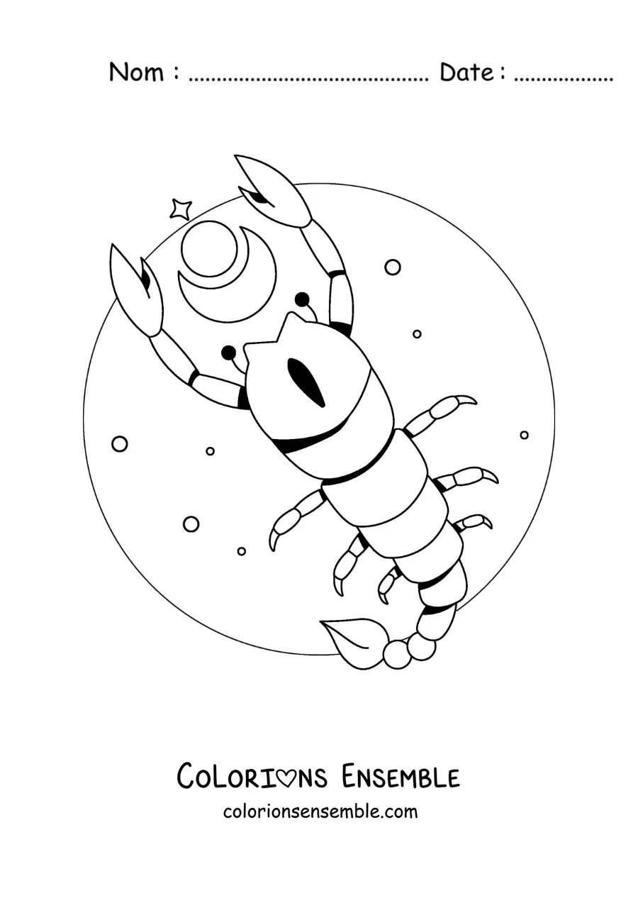 Image à colorier d’un scorpion animé du signe du zodiaque