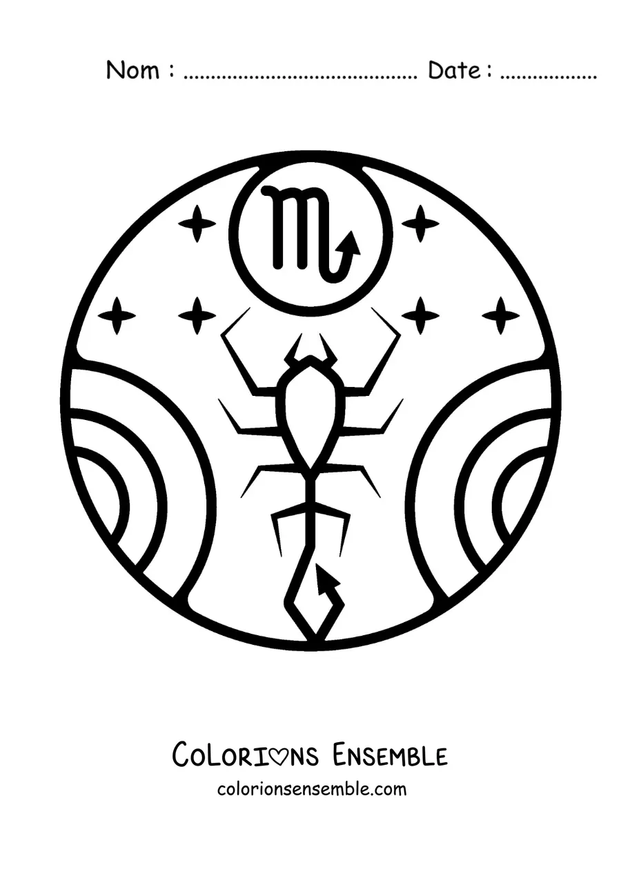 Image à colorier facile du symbole du Scorpion pour les enfants