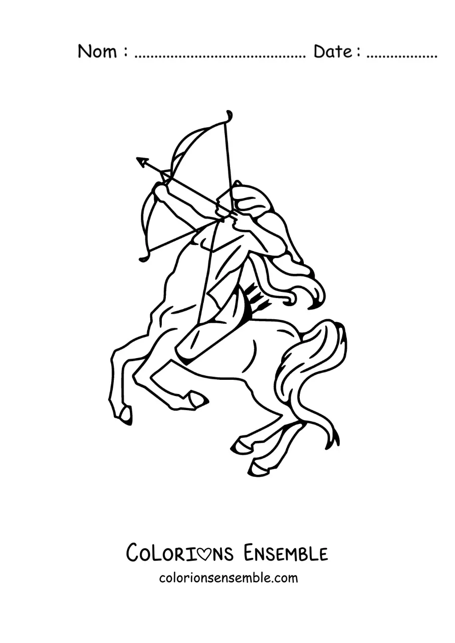 Image à colorier de l’archer du Sagittaire animé