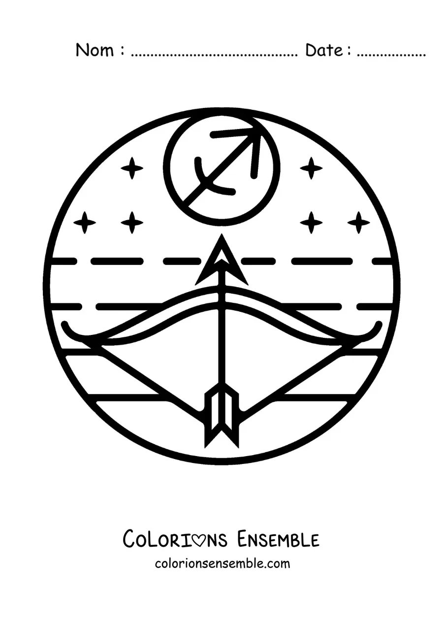 Image à colorier facile du symbole du Sagittaire
