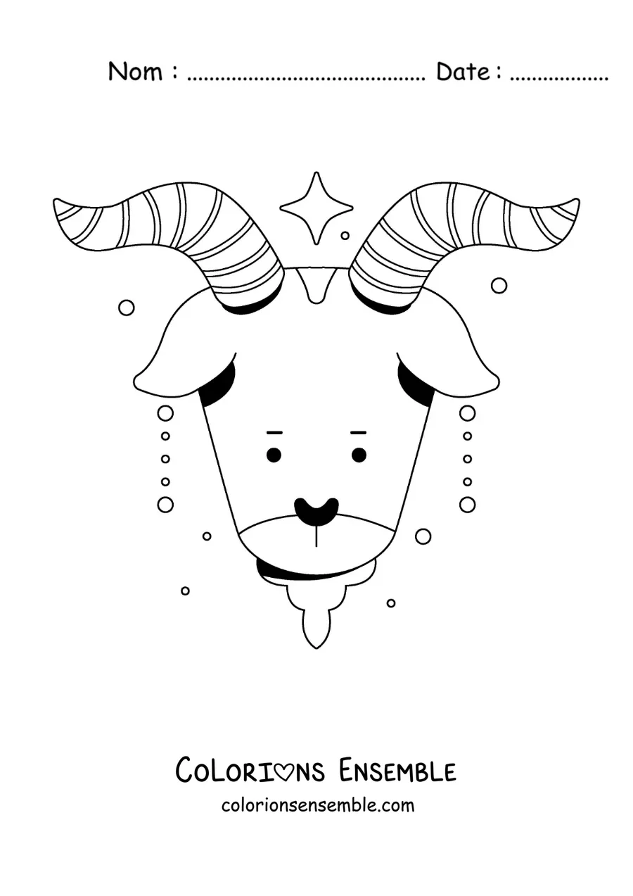 Image à colorier du signe du Capricorne animé pour enfants