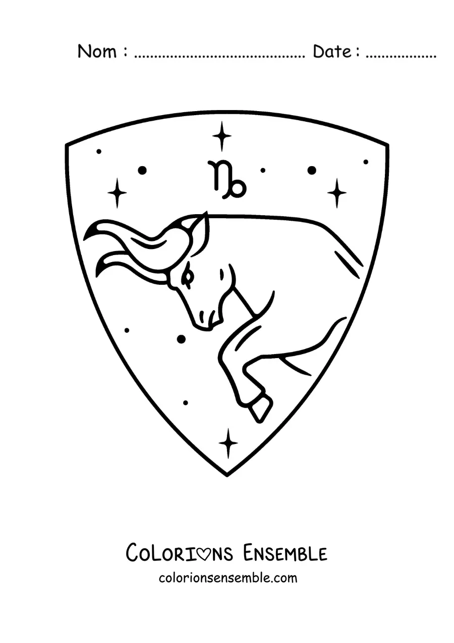 Image à colorier du signe du Capricorne avec son symbole