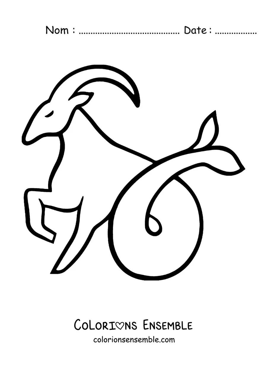 Image à colorier d’un emoji du Capricorne