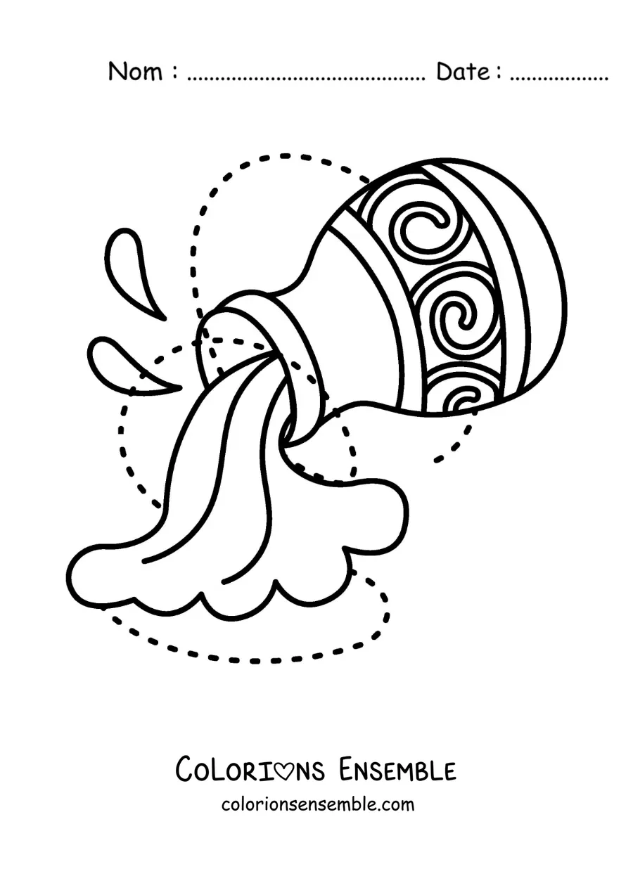 Image à colorier du symbole du signe du Verseau
