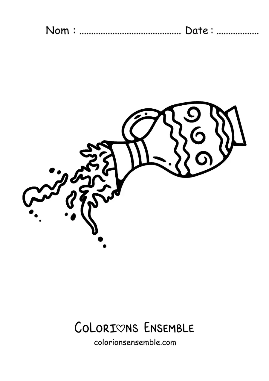 Image à colorier d'une cruche qui verse de l'eau