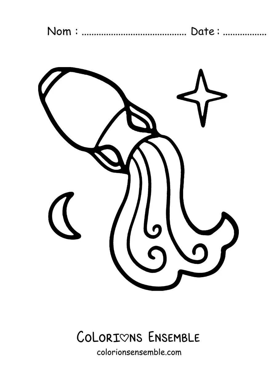 Image à colorier d'un emoji du Verseau