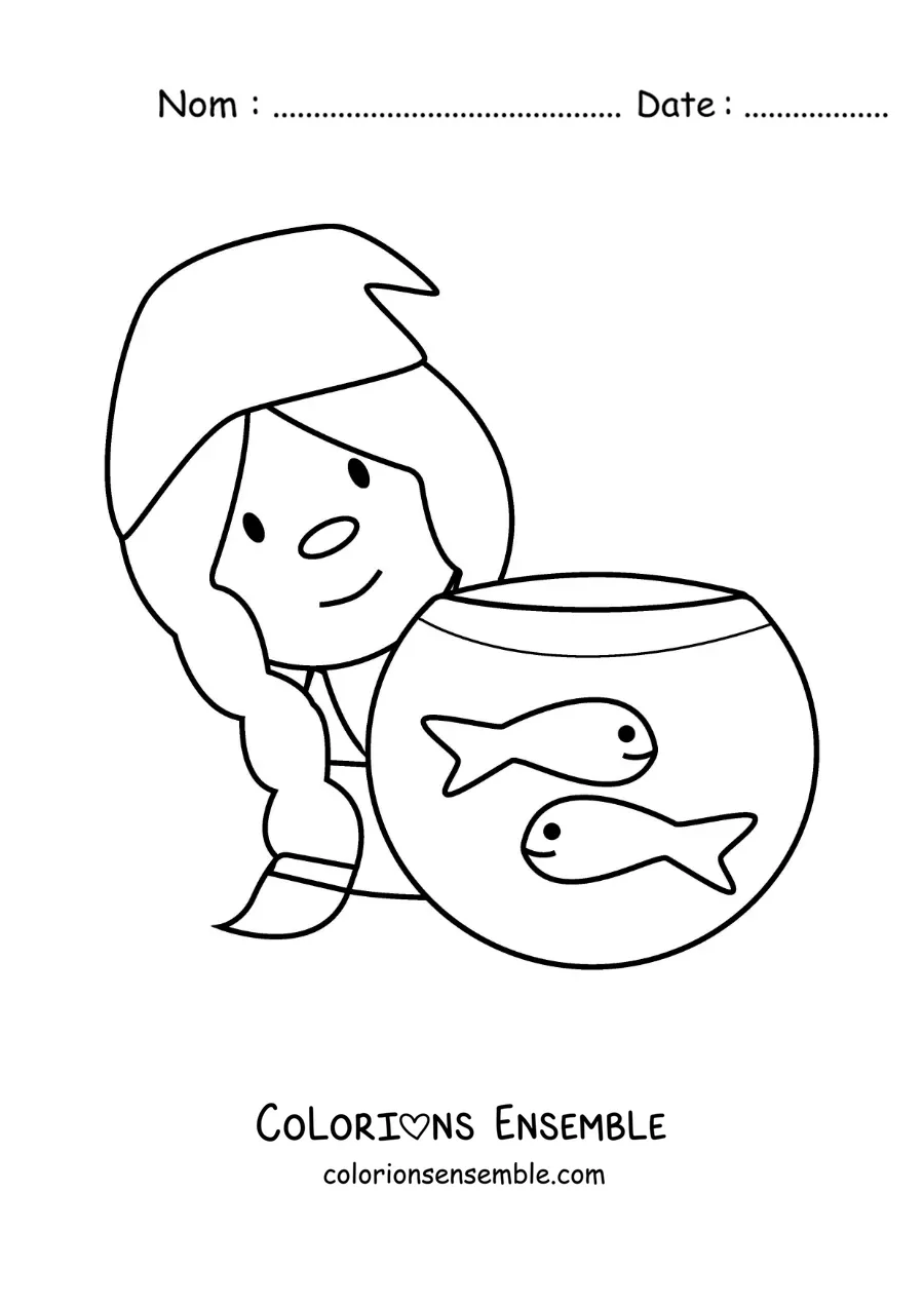 Image à colorier d'un gnome rigolo du signe des Poissons pour les enfants