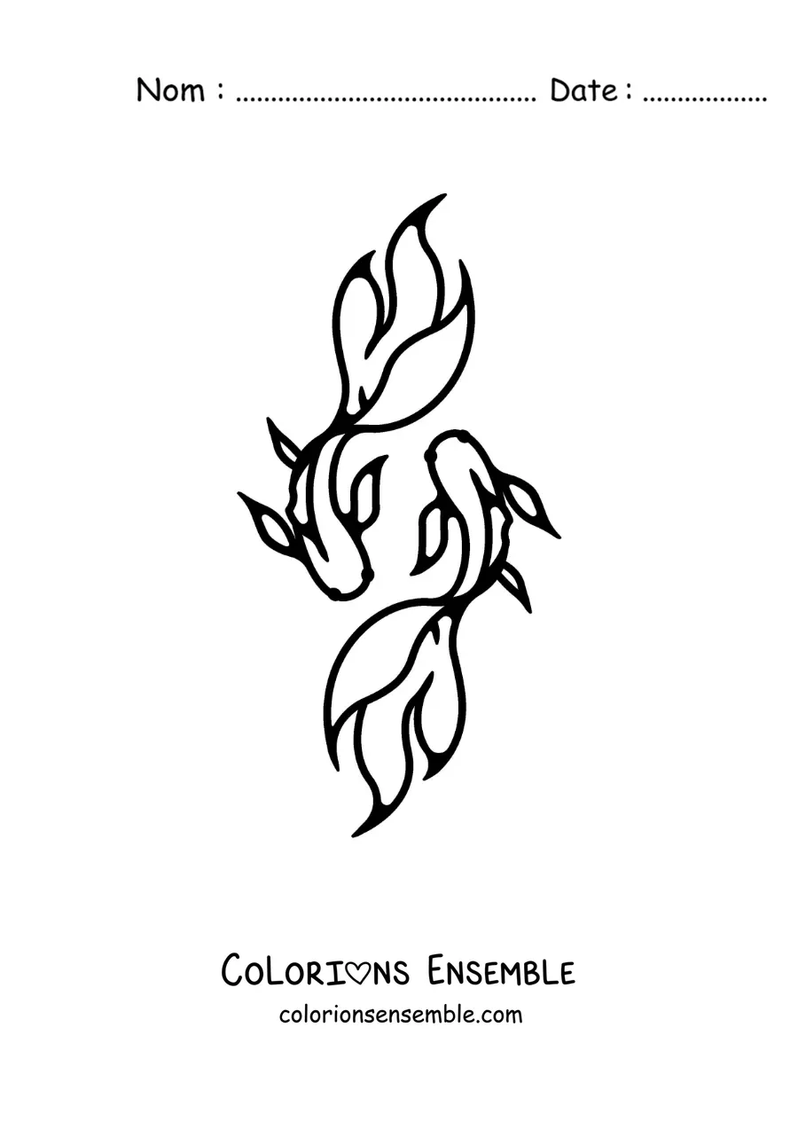 Image à colorier du symbole tout simple des Poissons