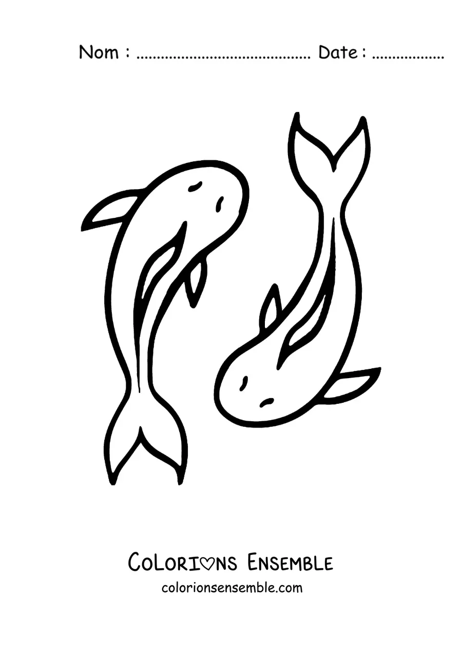 Image à colorier d'un emoji des Poissons
