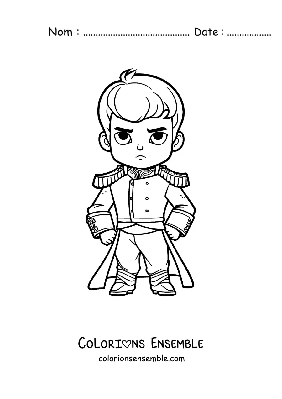 Image à colorier de Napoléon Bonaparte version kawaii