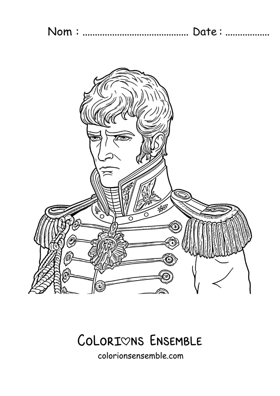 Image à colorier de Napoléon Bonaparte dans un style réaliste