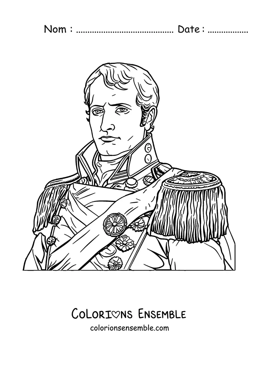 Image à colorier de Napoléon Bonaparte dans un style réaliste