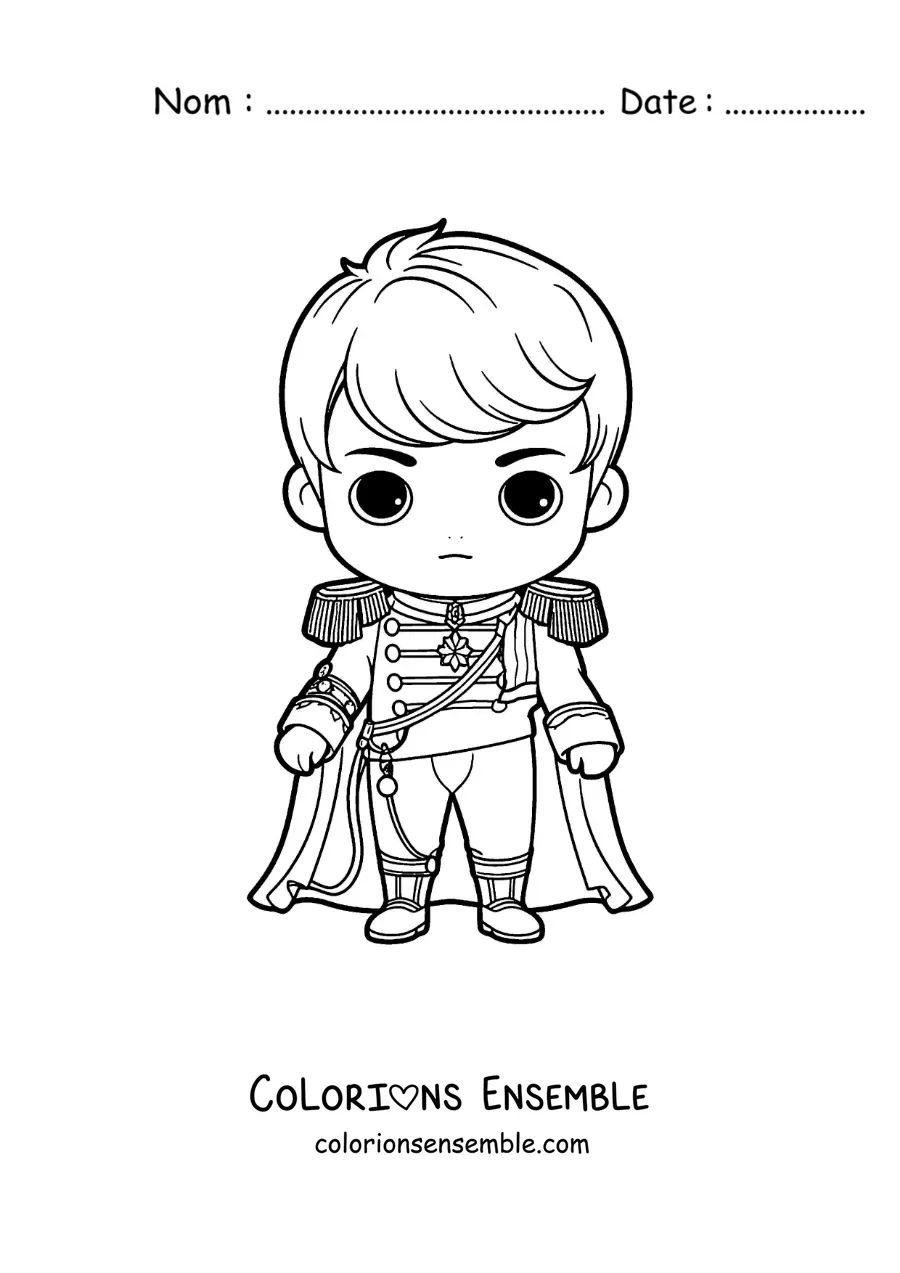 Image à colorier de Napoléon Bonaparte version kawaii en général