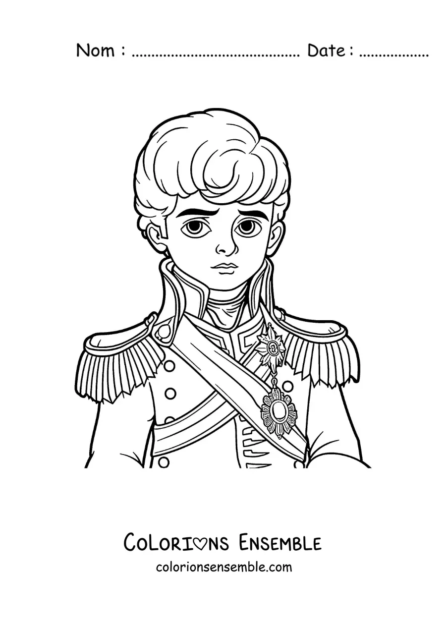 Image à colorier de Napoléon Bonaparte tout mignon dans sa jeunesse