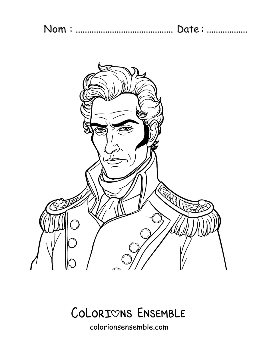 Image à colorier de Simón Bolívar tout mignon