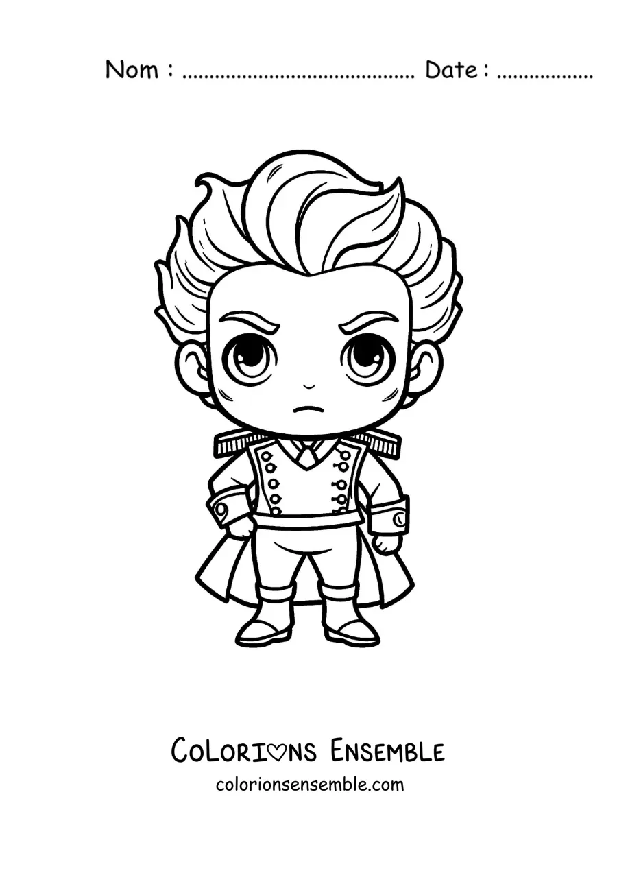 Image à colorier de Simón Bolívar version kawaii