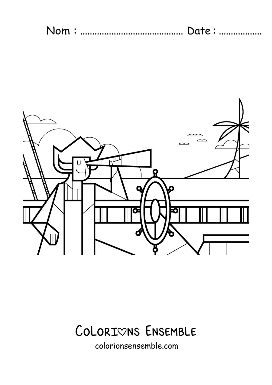 Image à colorier de Christophe Colomb arrivant en Amérique, pour les enfants