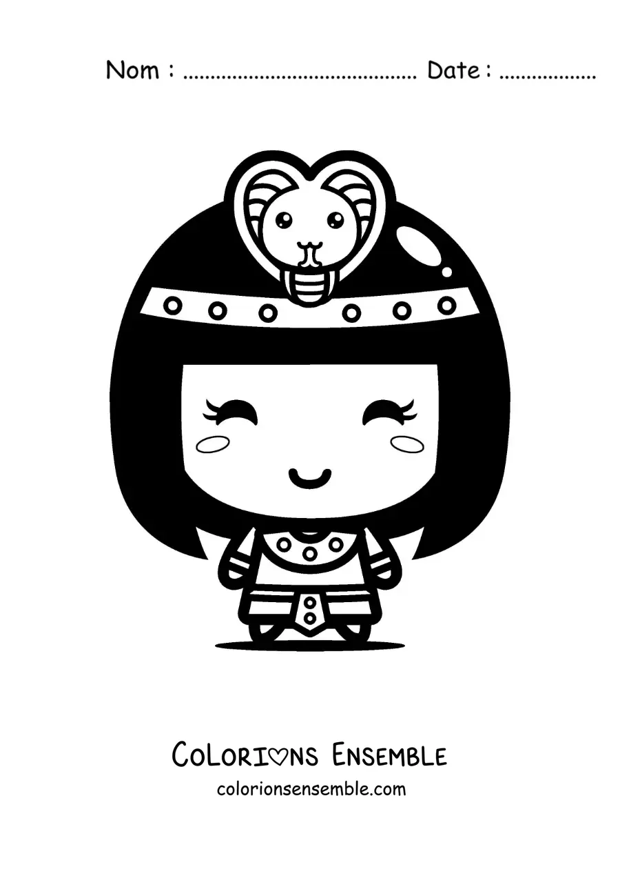 Image à colorier de Cléopâtre kawaii