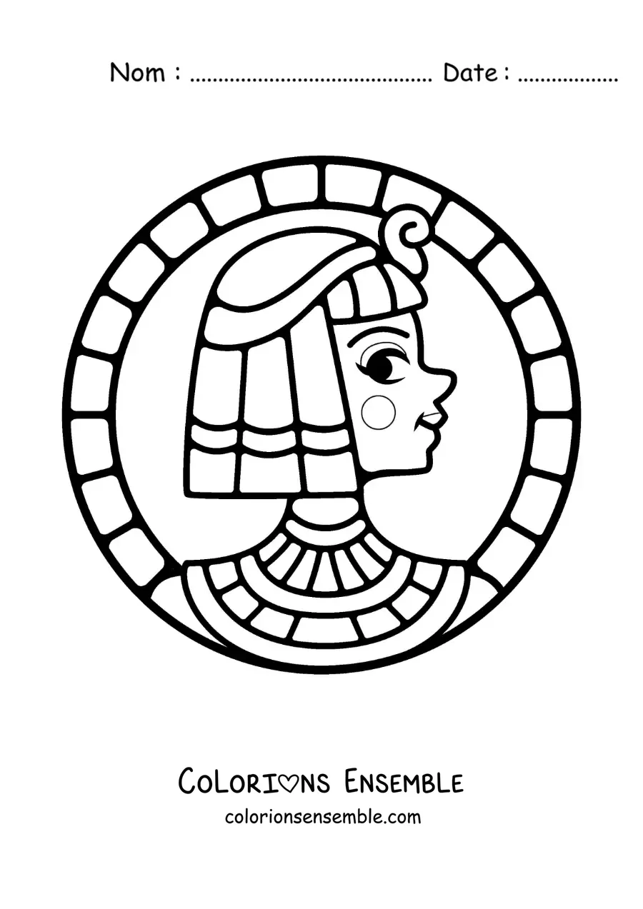 Image à colorier du visage de Cléopâtre version dessin animé