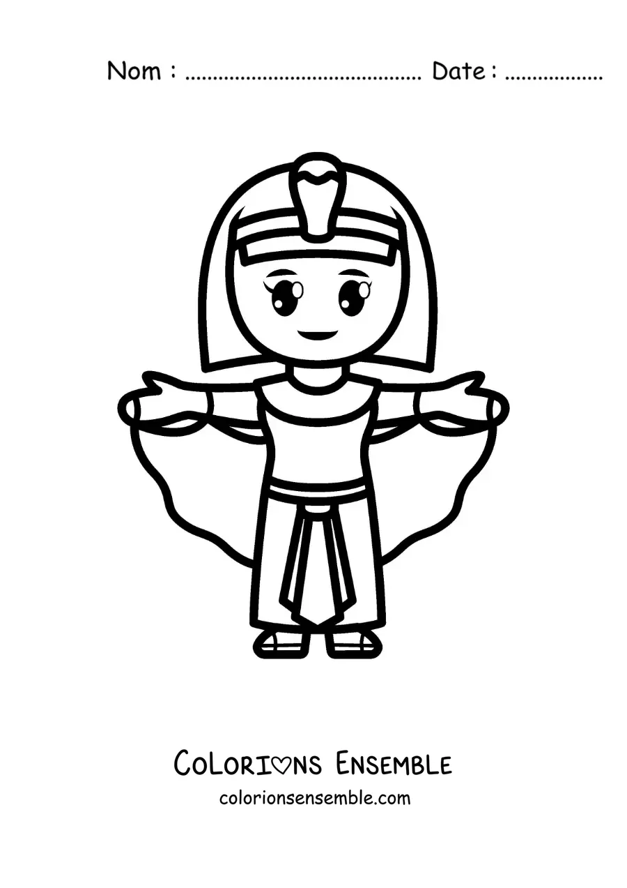 Image à colorier d’un dessin facile de Cléopâtre