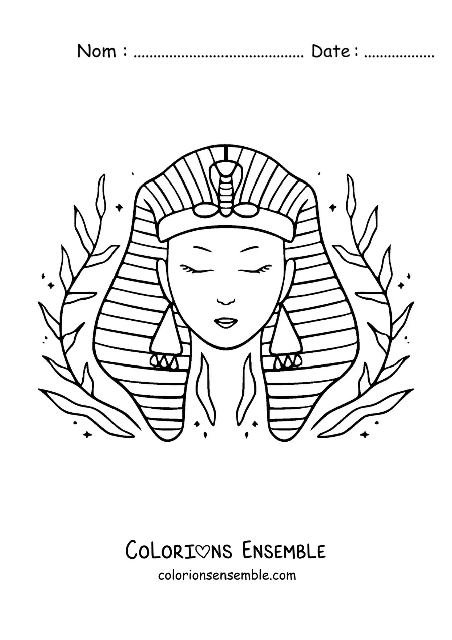 Image à colorier du masque de Cléopâtre