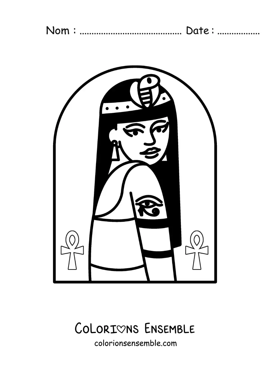Image à colorier de la belle reine égyptienne Cléopâtre