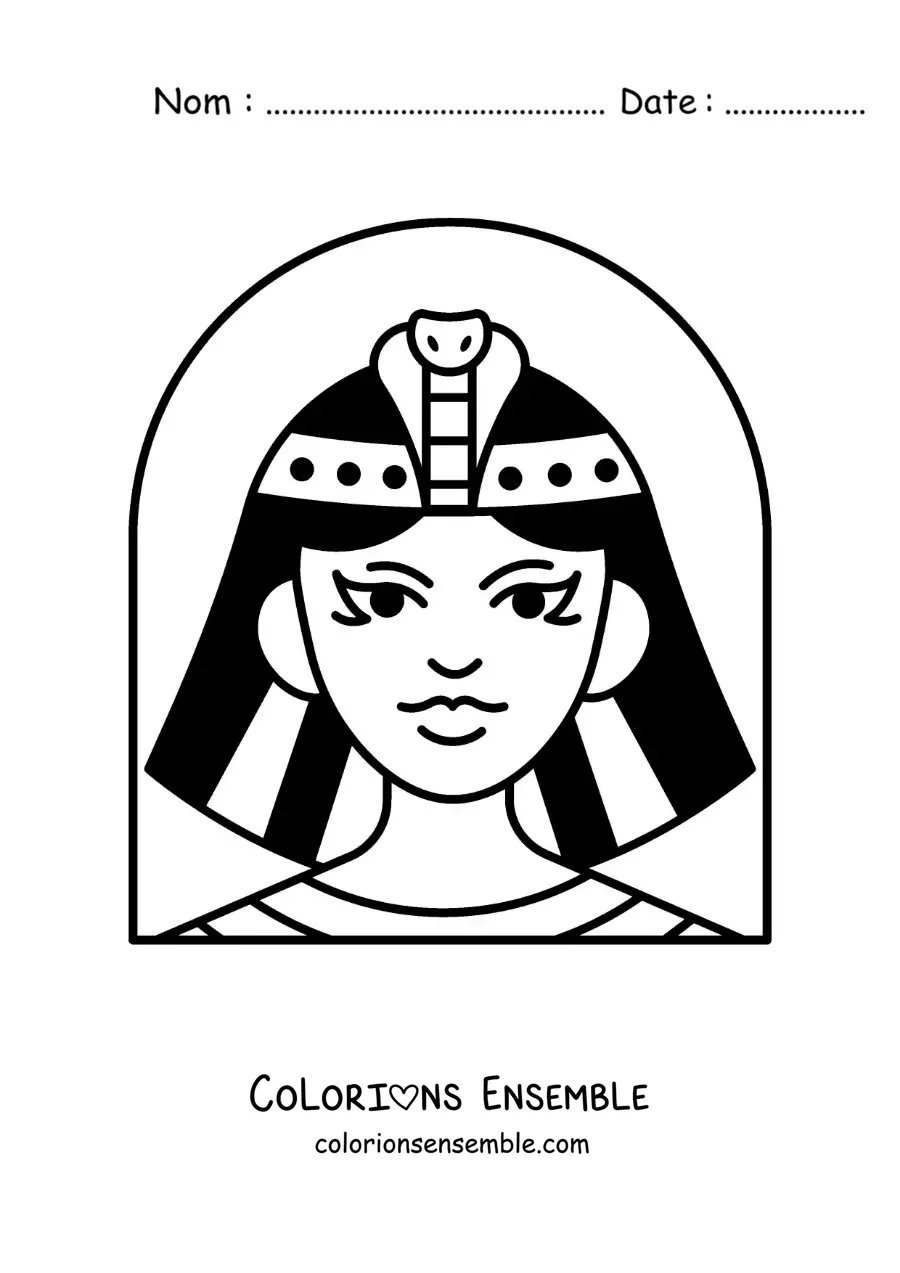 Image à colorier du visage de Cléopâtre, version facile