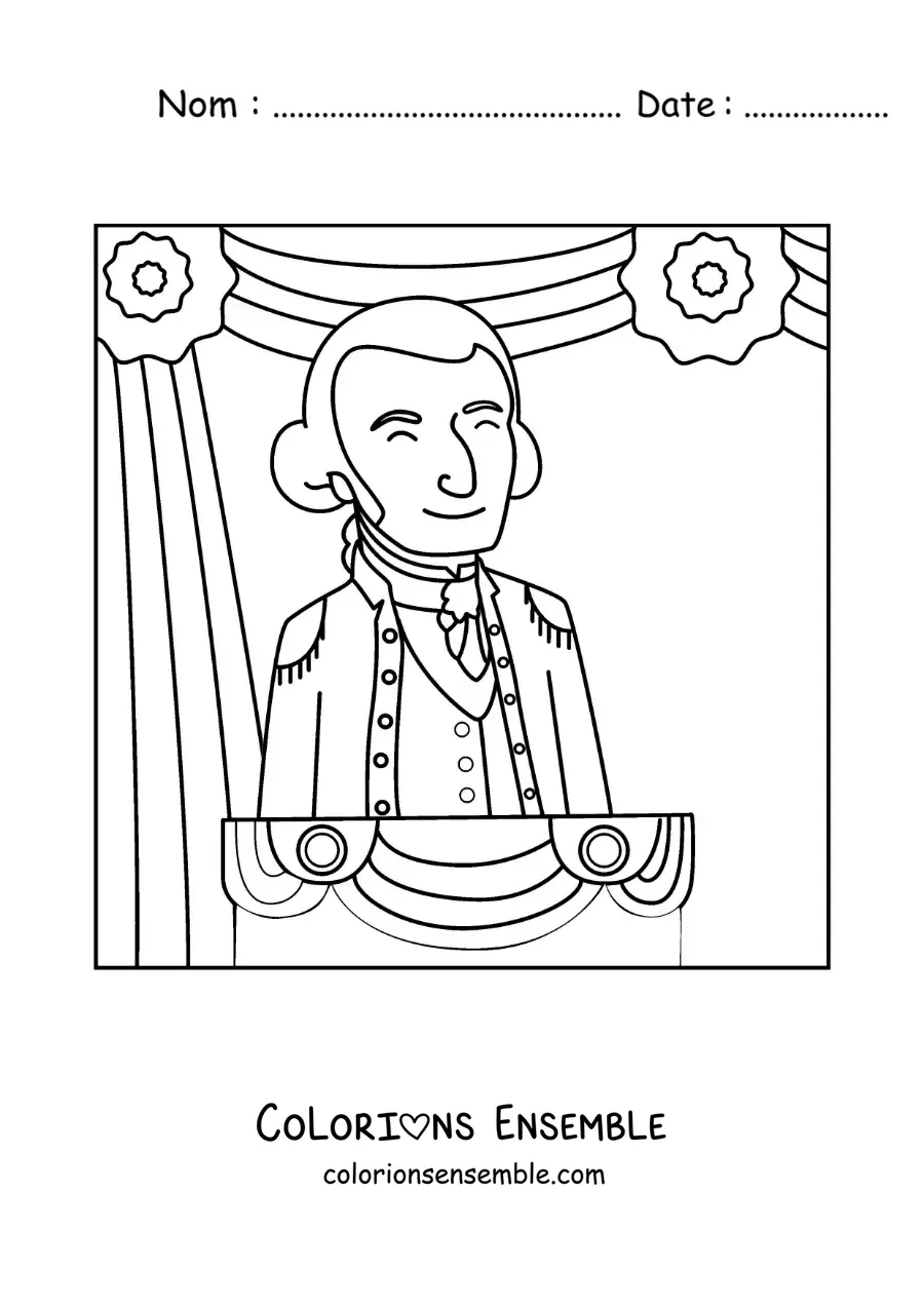 Image à colorier de George Washington, le premier président des États-Unis