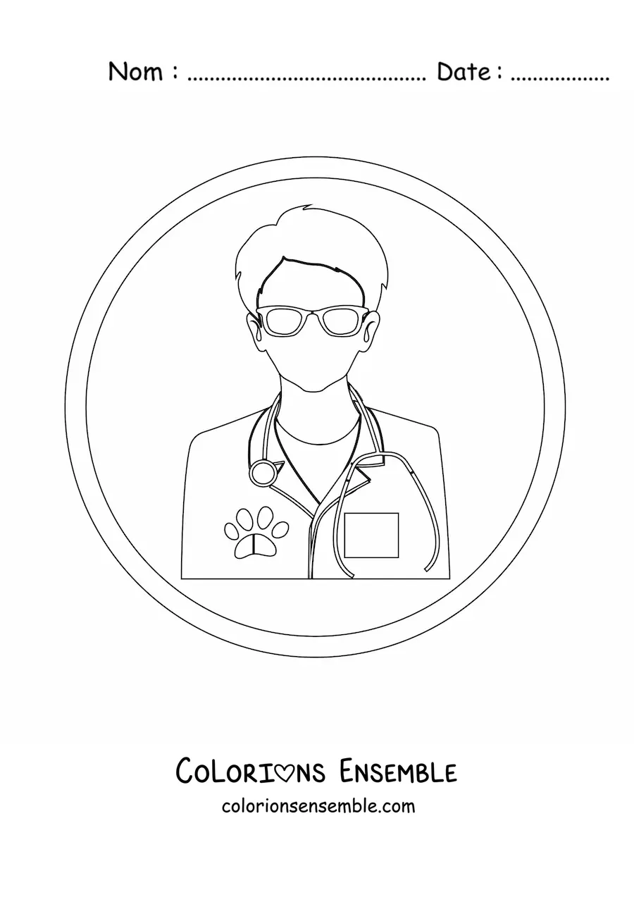 Image à colorier d’un vétérinaire en uniforme