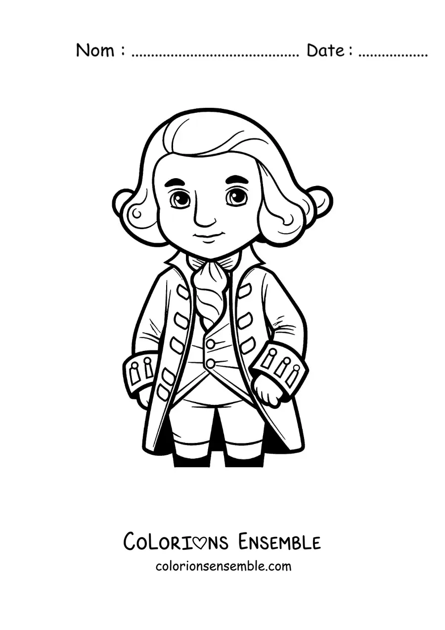 Image à colorier du président George Washington version dessin animé
