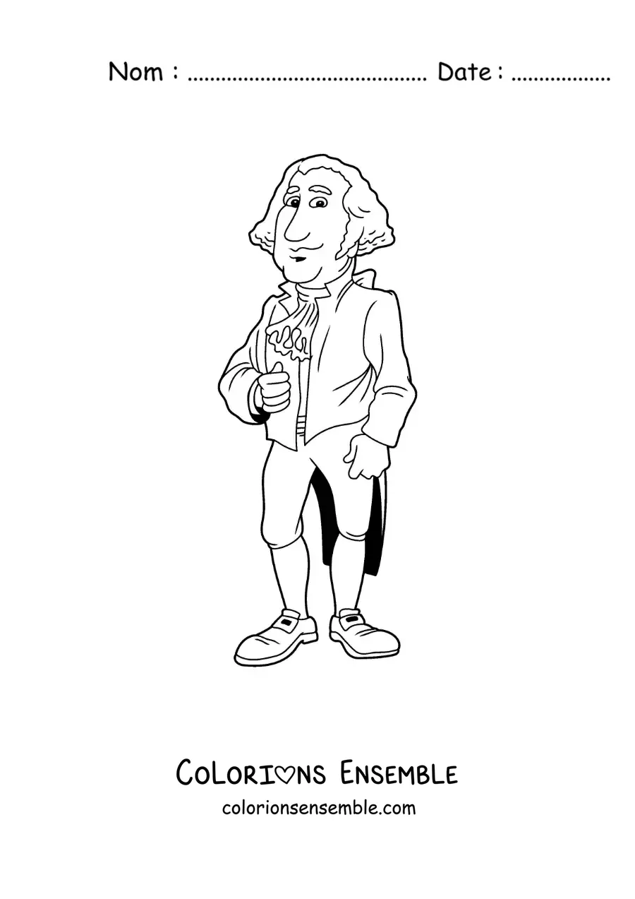 Image à colorier d’un dessin de George Washington