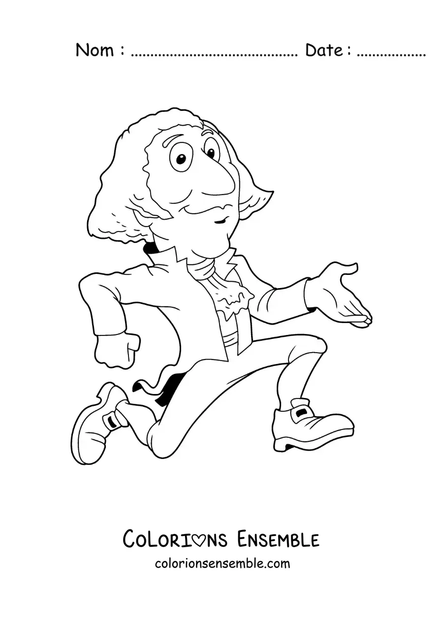 Image à colorier d’un dessin de George Washington pour les enfants