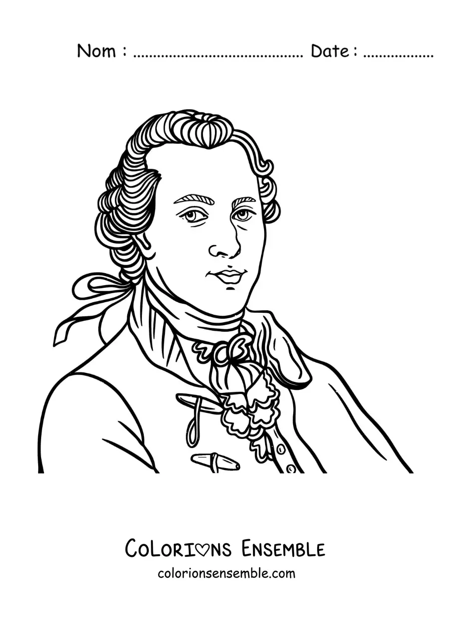 Image à colorier de George Washington, le premier président des États-Unis, version dessin animé