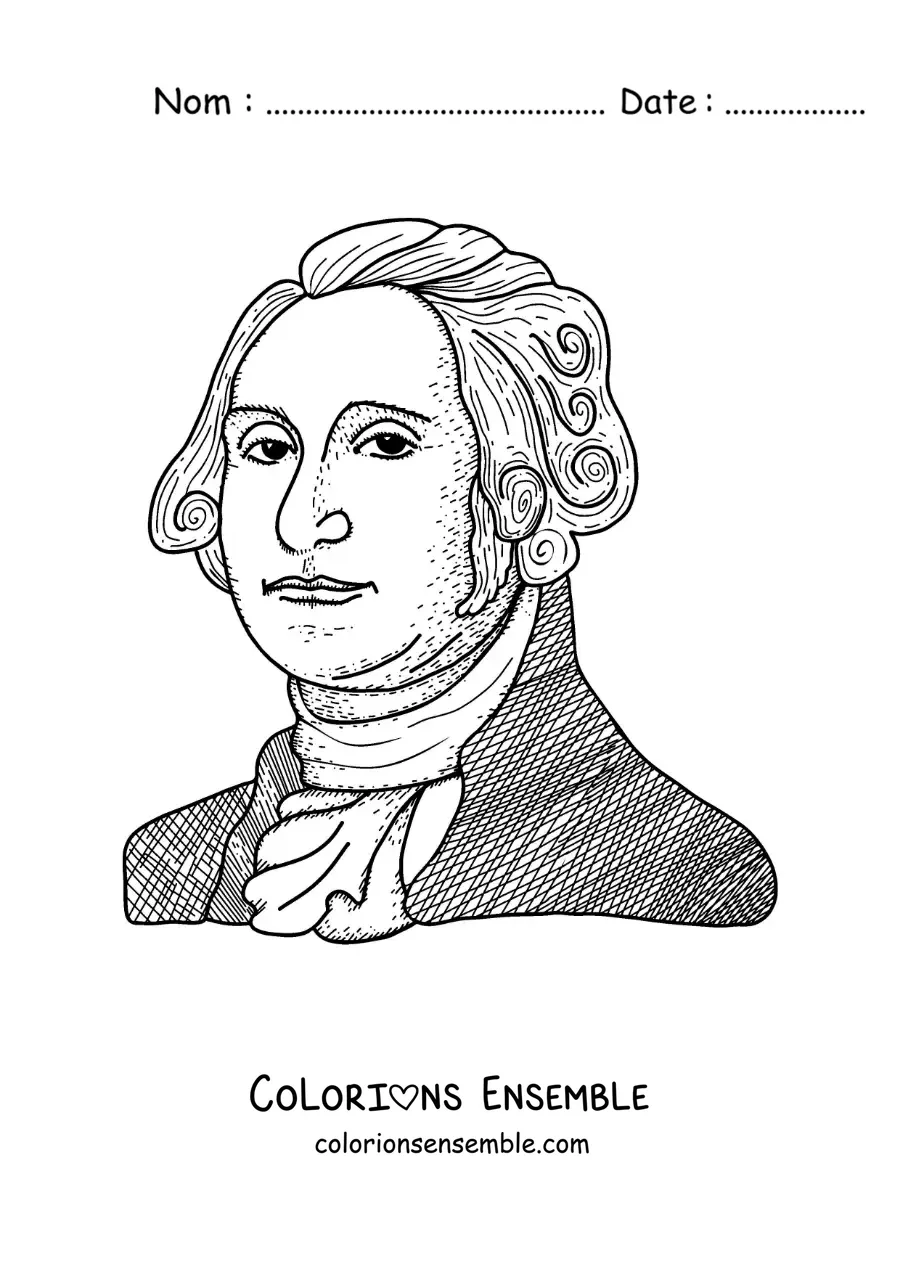 Image à colorier facile de George Washington