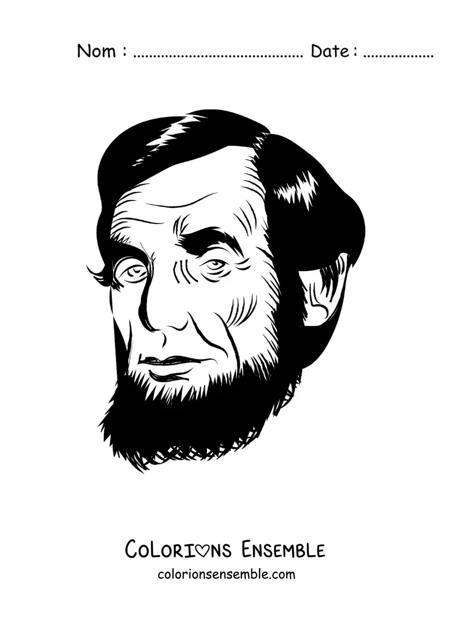 Image à colorier du visage d’Abraham Lincoln