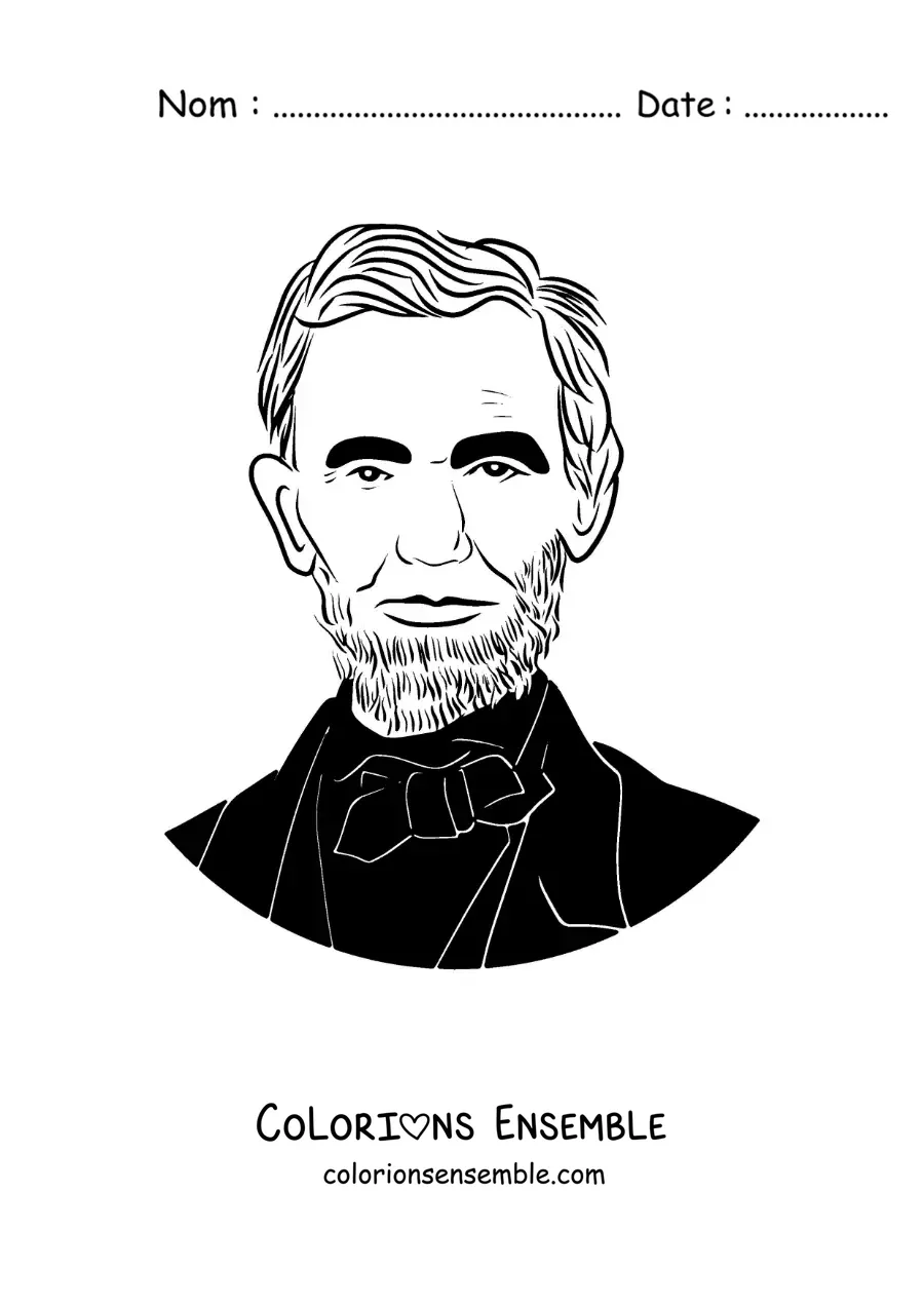 Image à colorier d’un portrait d’Abraham Lincoln