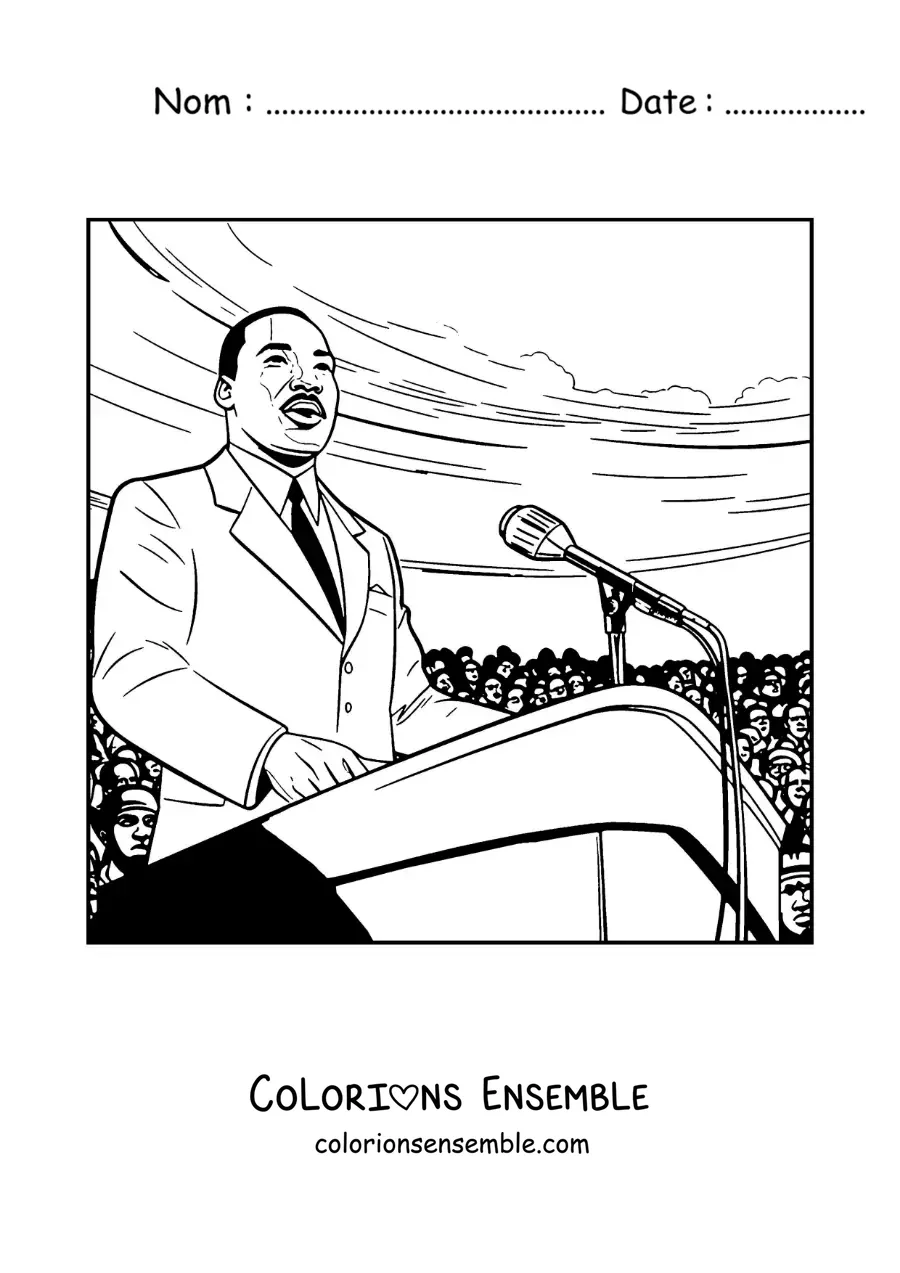 Image à colorier de Martin Luther King prononçant un discours