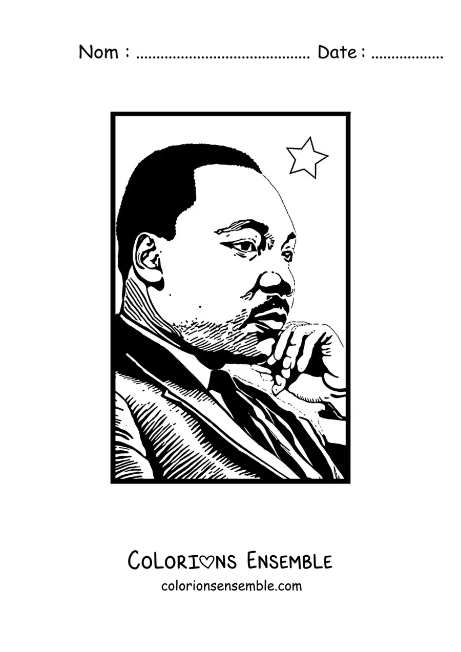 Image à colorier d’un portrait de Martin Luther King