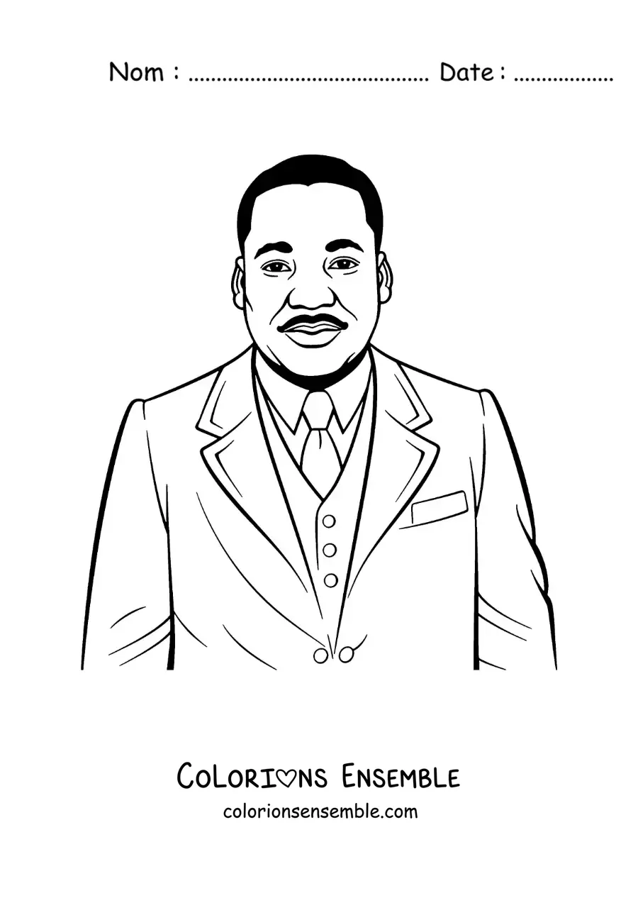 Image à colorier facile de Martin Luther King Jr version dessin animé