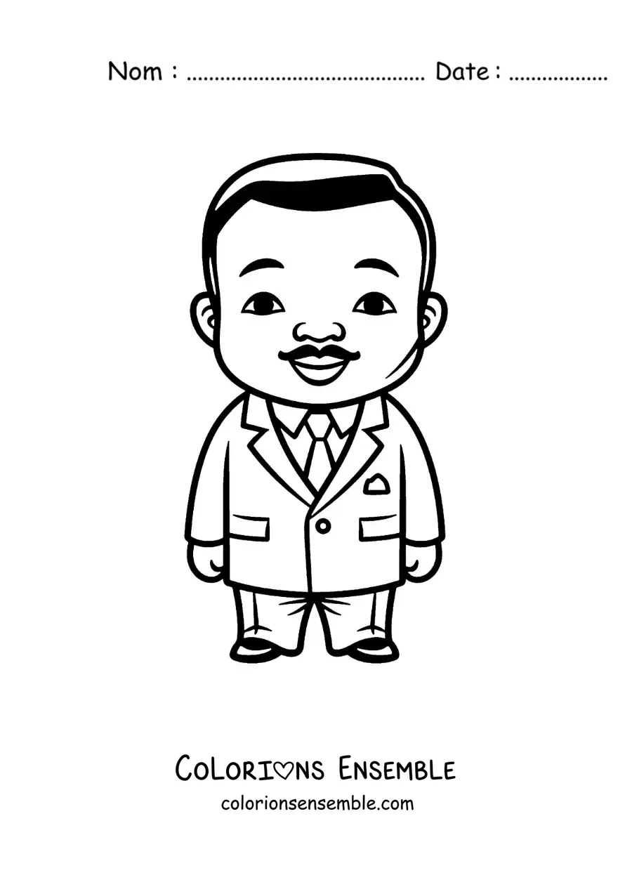Image à colorier de Martin Luther King Jr kawaii