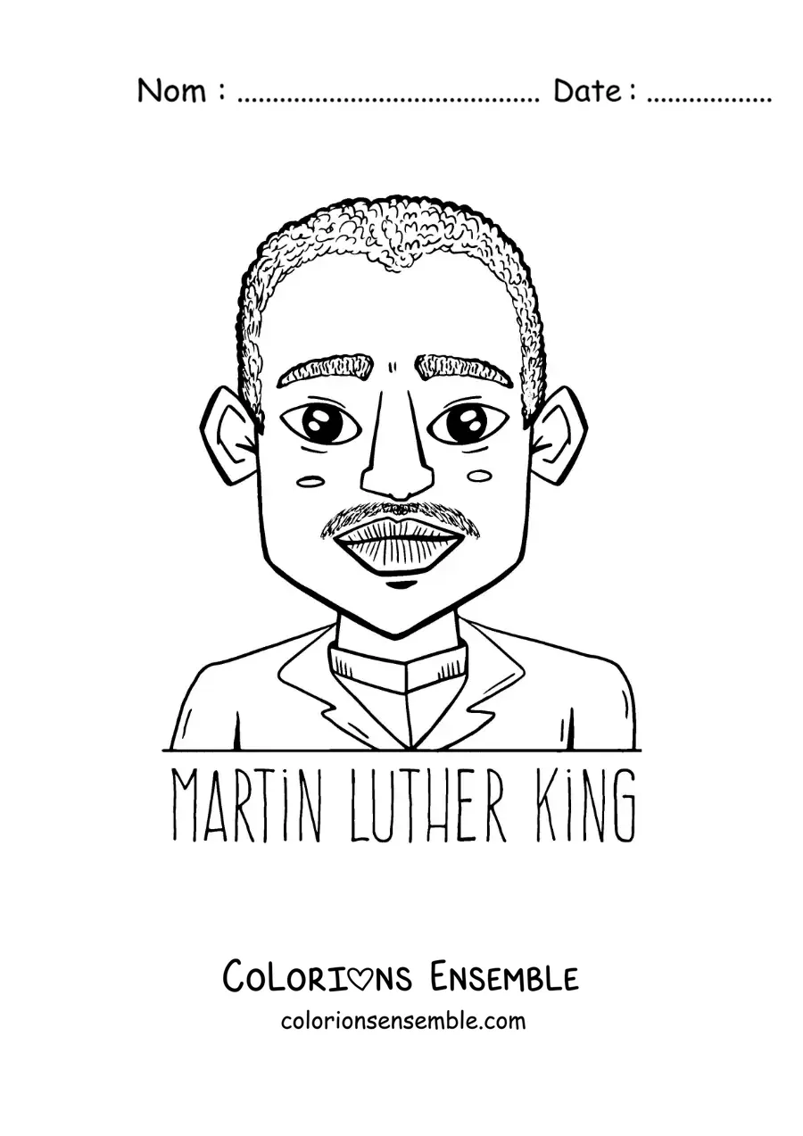 Image à colorier d’un dessin de Martin Luther King avec son nom