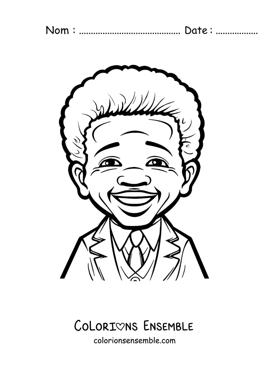 Image à colorier d’un dessin de Nelson Mandela