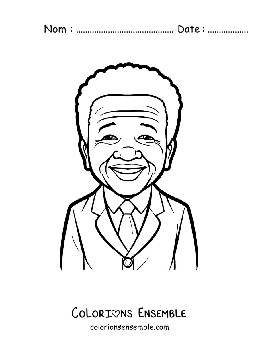 Image à colorier de Nelson Mandela version dessin animé