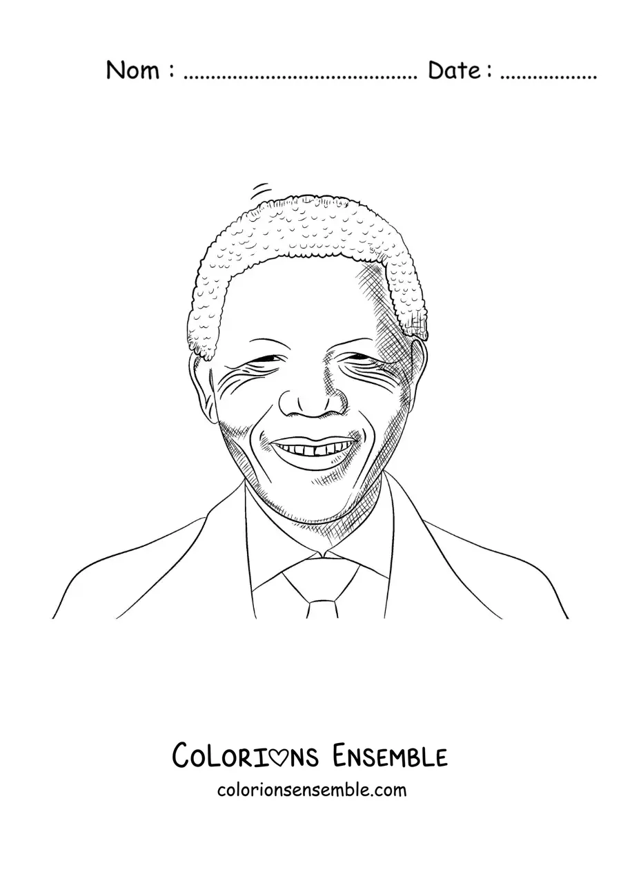 Image à colorier de Nelson Mandela souriant