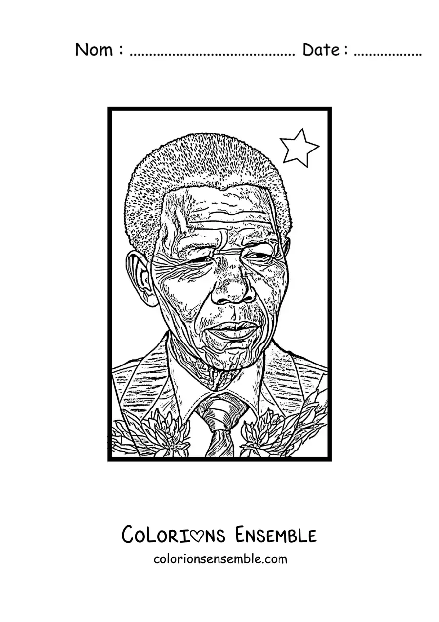 Image à colorier du visage de Nelson Mandela