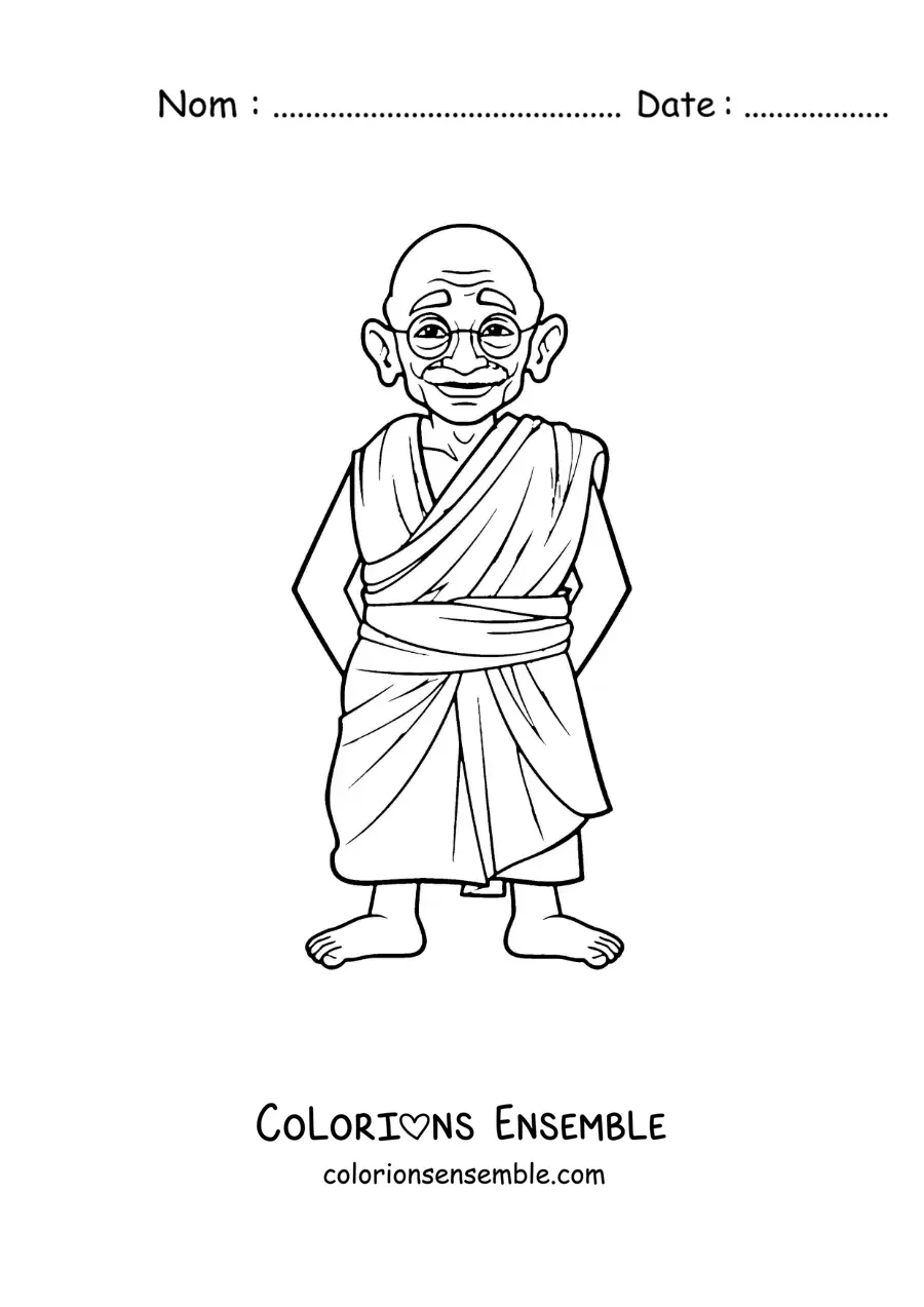 Image à colorier de Mahatma Gandhi version dessin animé