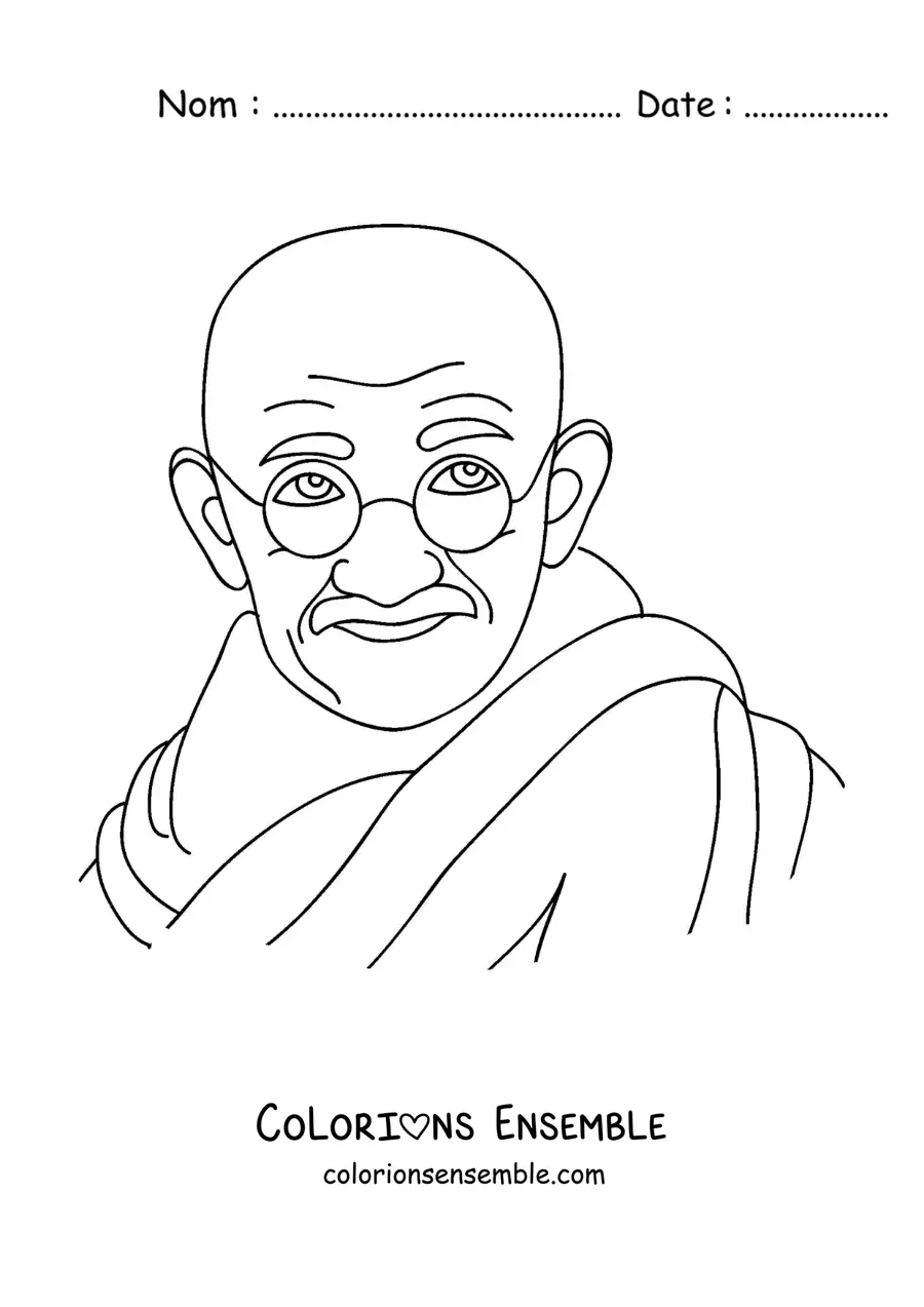 Image à colorier d’un portrait de Mahatma Gandhi