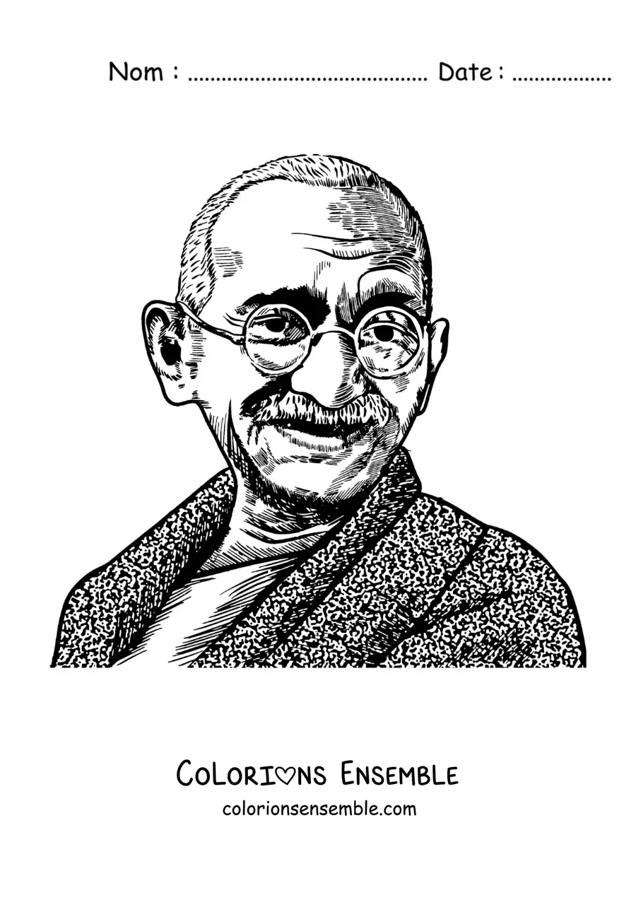 Image à colorier du visage de Mahatma Gandhi
