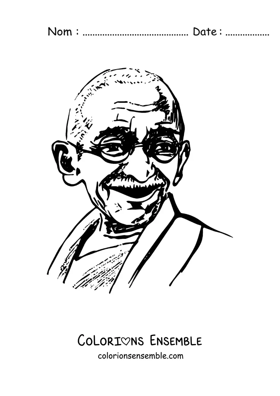Image à colorier du visage de Gandhi